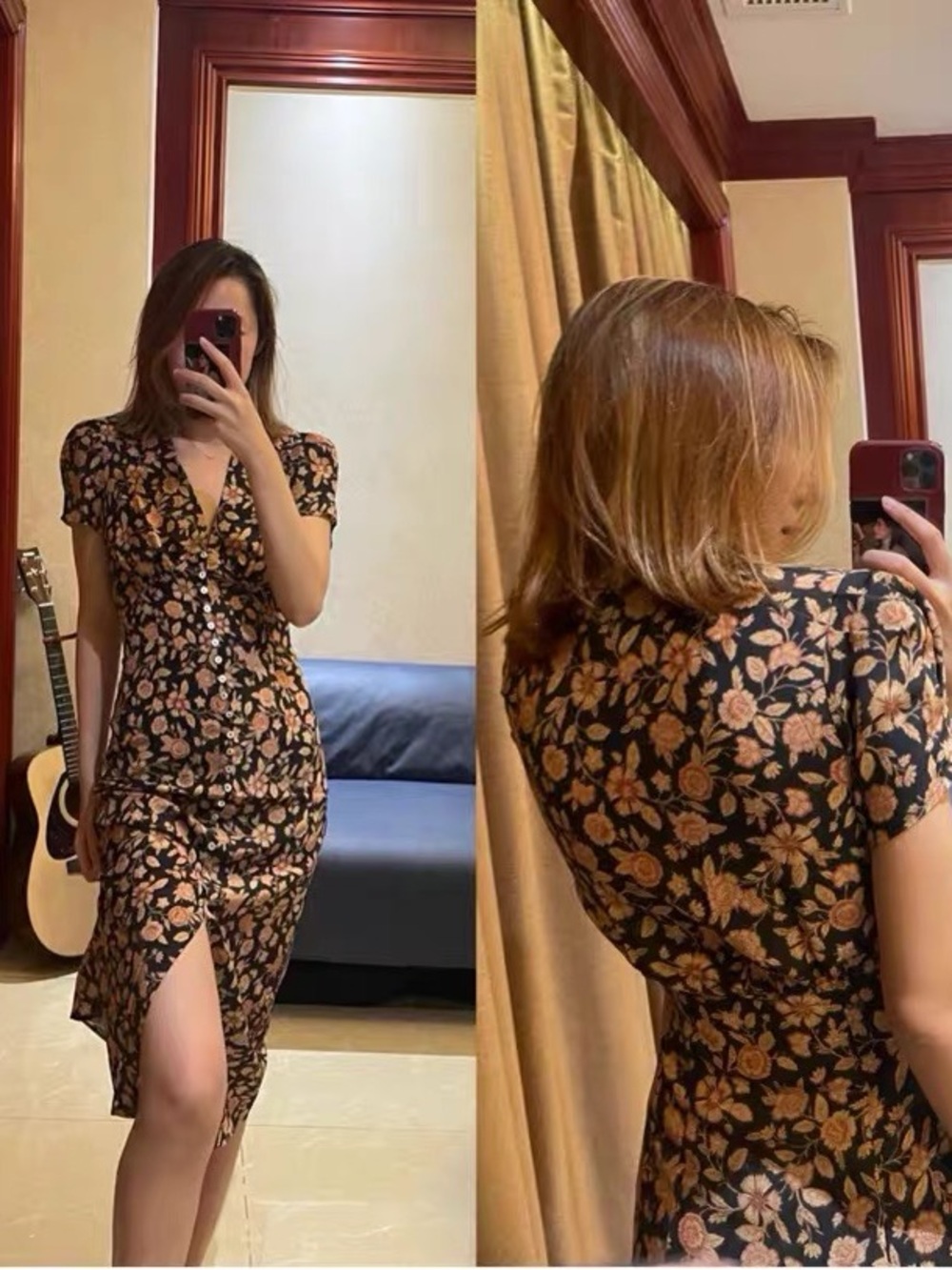 A gorgeous 100% silk dress with a romantic, timeless floral print. - Picture 3 of 7